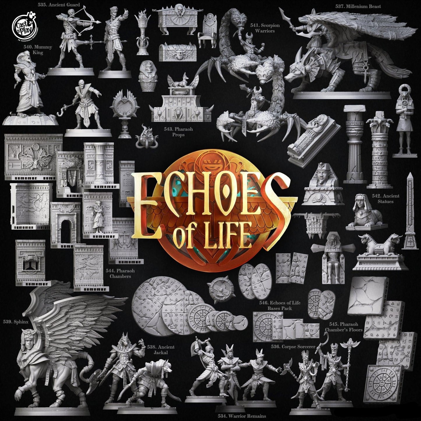 3D Printed Cast n Play Mummy King Echoes of Life 28 32mm D&D