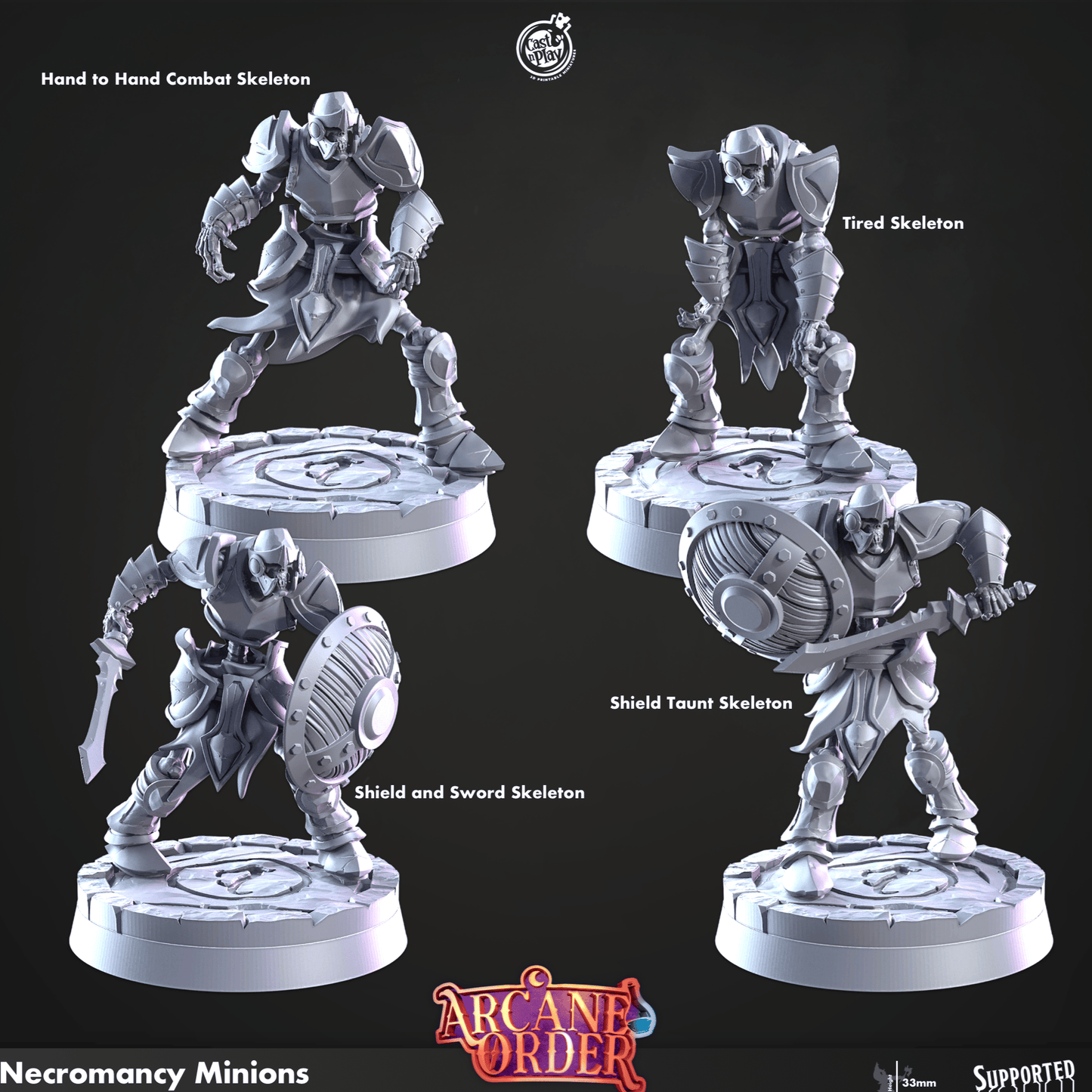 3D Printed Cast n Play Necromancy Minions 28mm 32mm D&D
