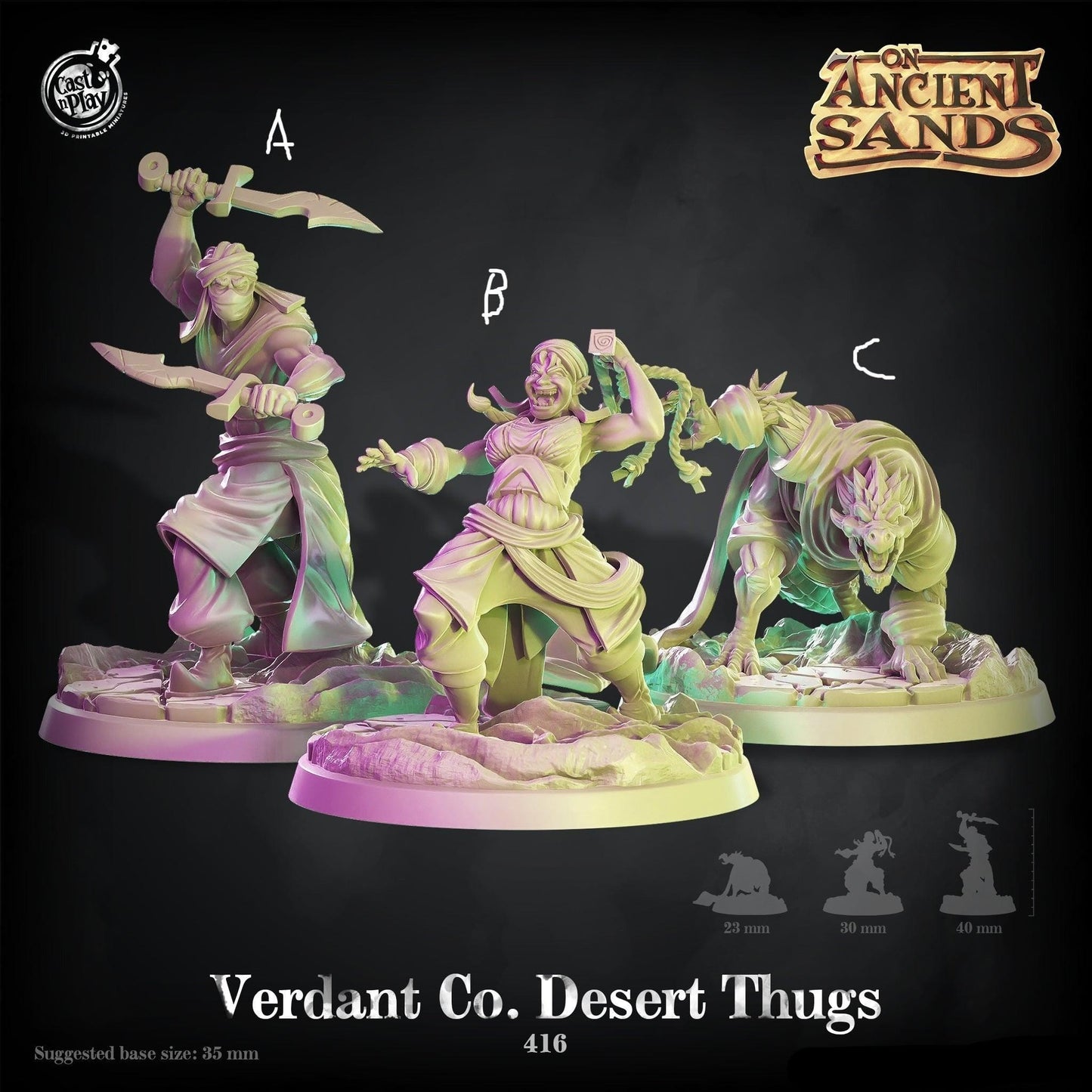 3D Printed Cast n Play On Ancient Sands - Verdant Co Desert Thugs 28mm 32mm D&D