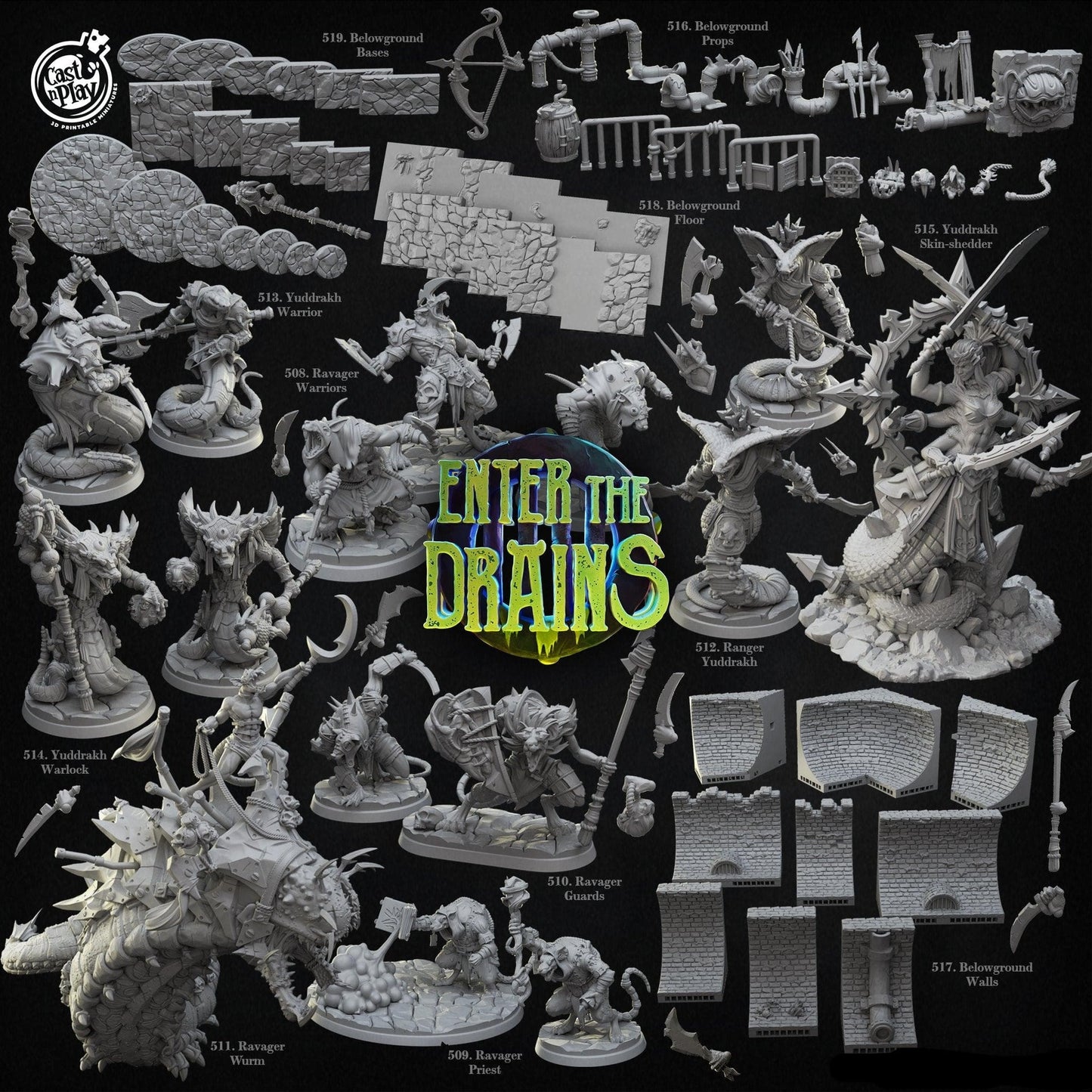 3D Printed Cast n Play Ravager Guards Enter the Drains 28mm 32mm D&D