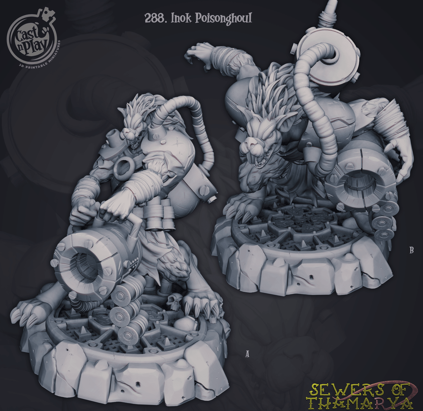 3D Printed Cast n Play Sewers of Thamarya - Inok Poisonghoul 28mm 32mm D&D