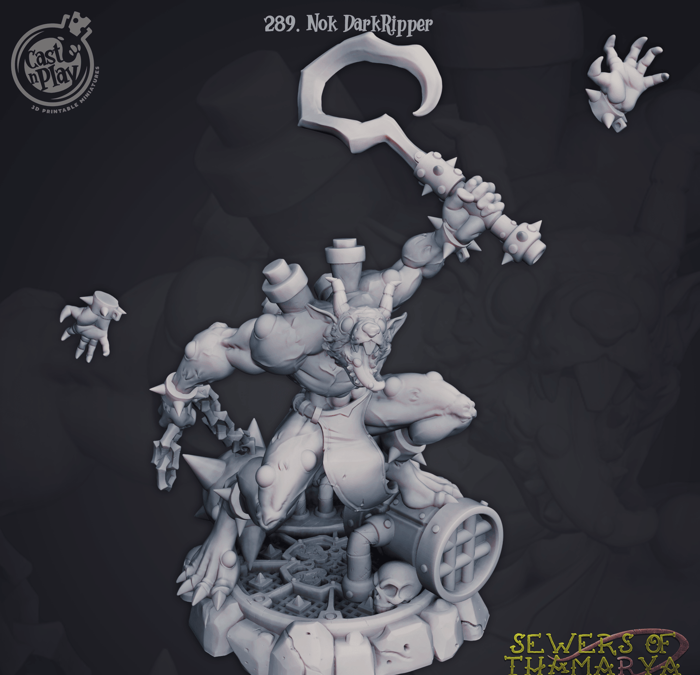 3D Printed Cast n Play Sewers of Thamarya - Nok DarkRipper 28mm 32mm D&D