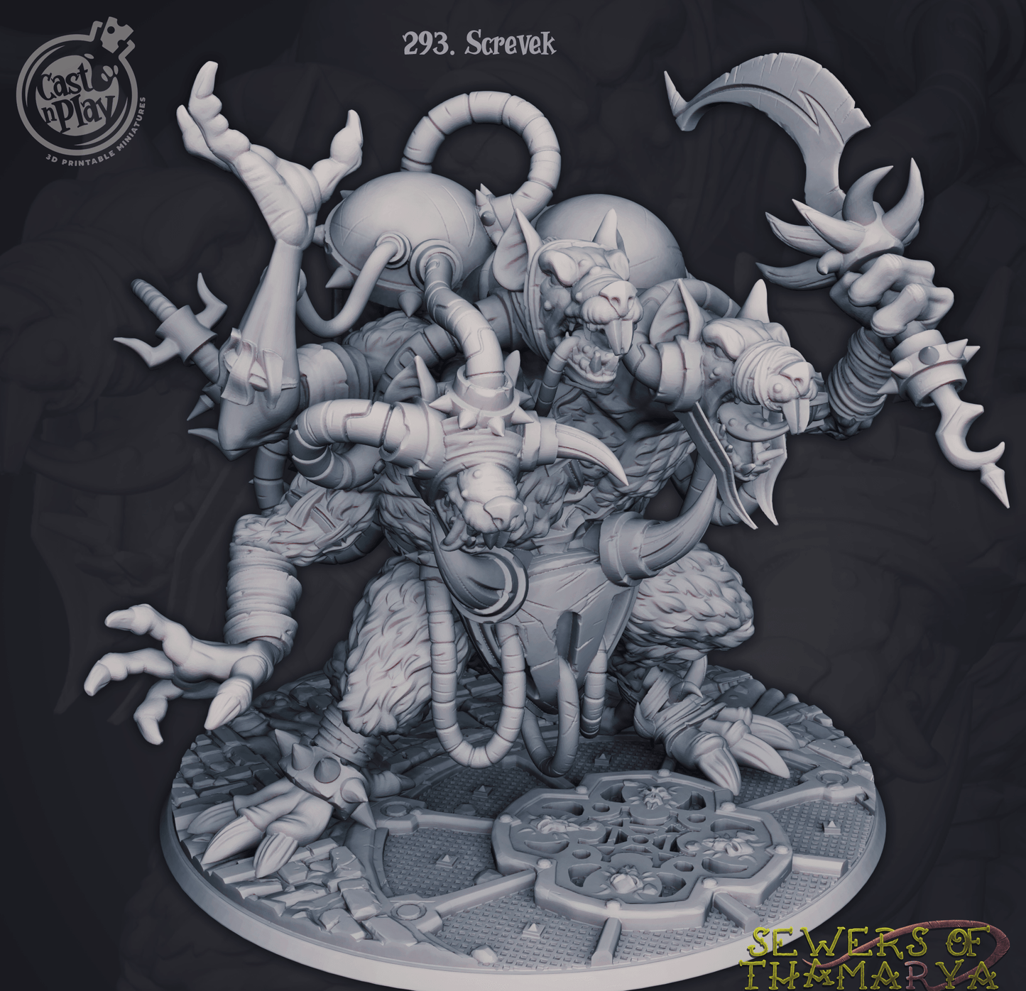 3D Printed Cast n Play Sewers of Thamarya - Screvek 28mm 32mm D&D