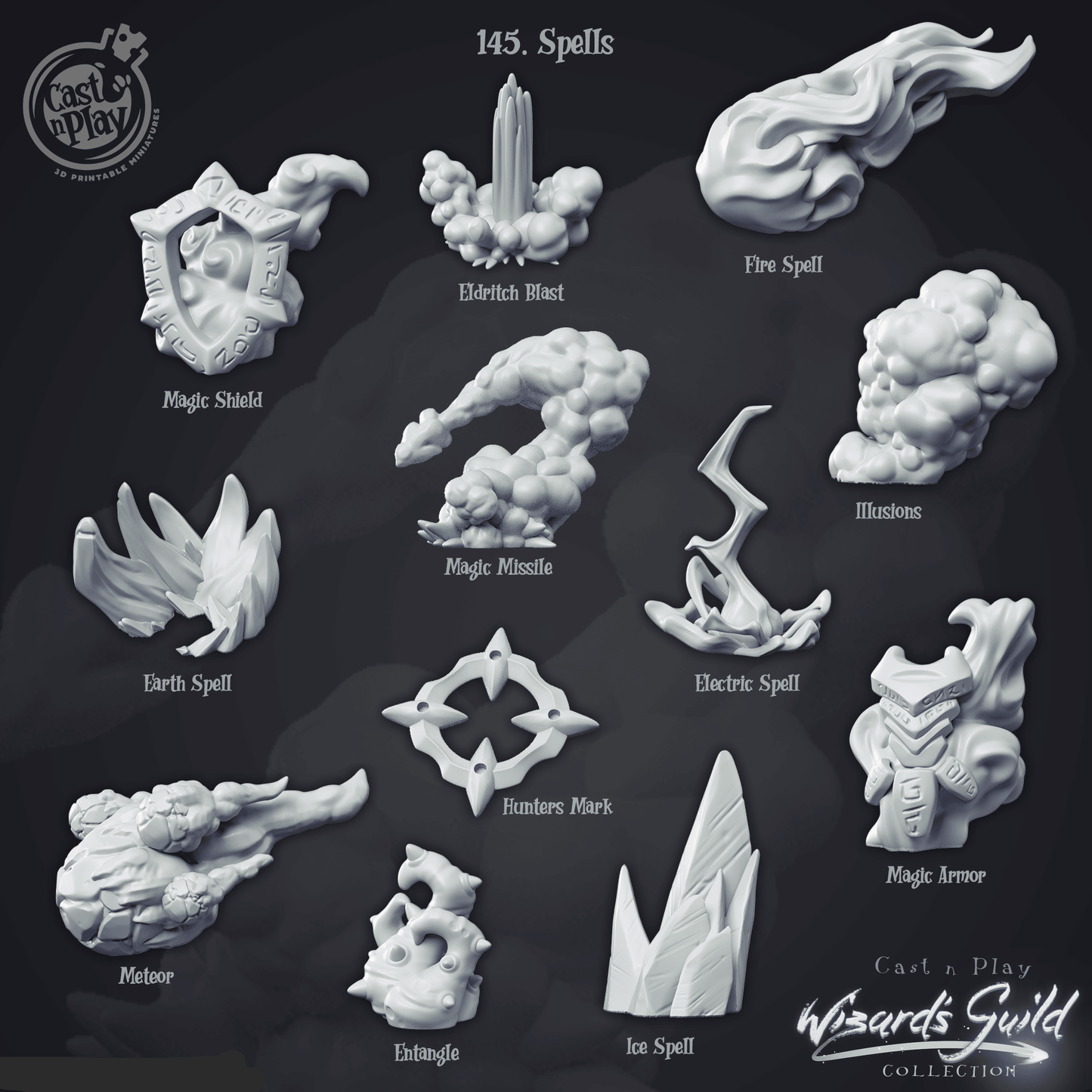 3D Printed Cast n Play Spells 28mm 32mm D&D