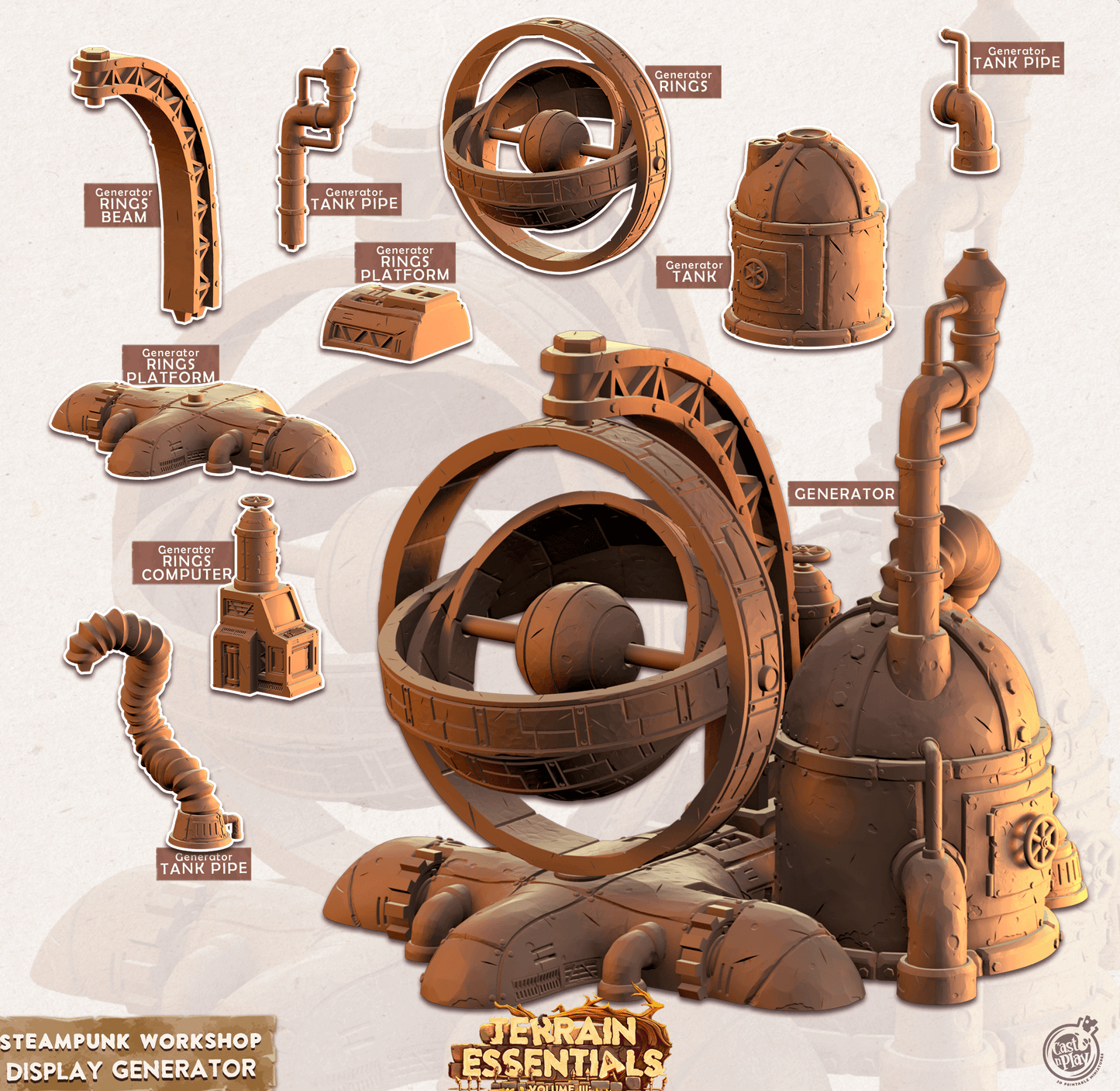 3D Printed Cast n Play Terrain Essentials - Steampunk Workshop Display Generator 28mm 32mm