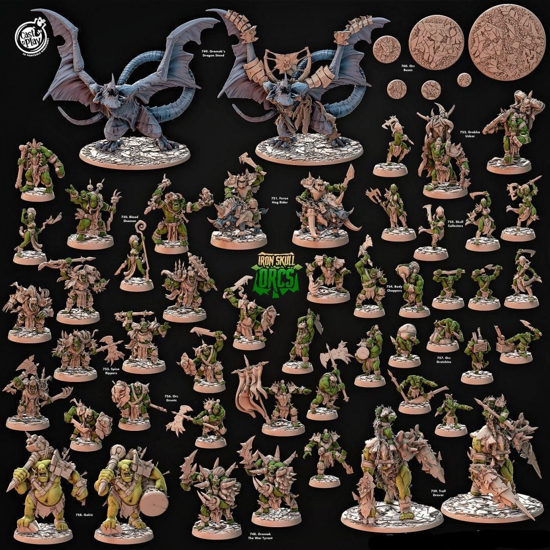 3D Printed Cast n Play Troll Drover Iron Skull Orcs 28mm 32mm D&D