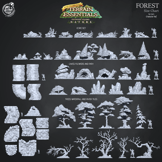 3D Printed Cast n Play Waterfall and River Tiles Forest Terrain Set Terrain Essentials Nature 28mm 32mm D&D