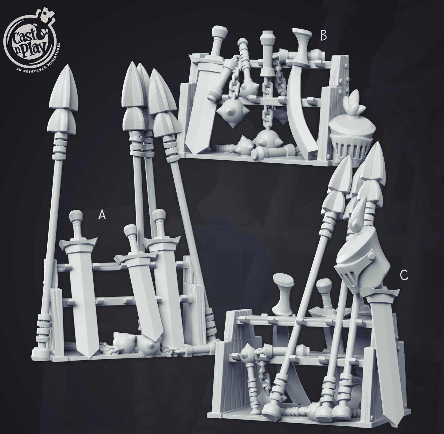 3D Printed Cast n Play - Weapon Racks 28mm 32mm D&D