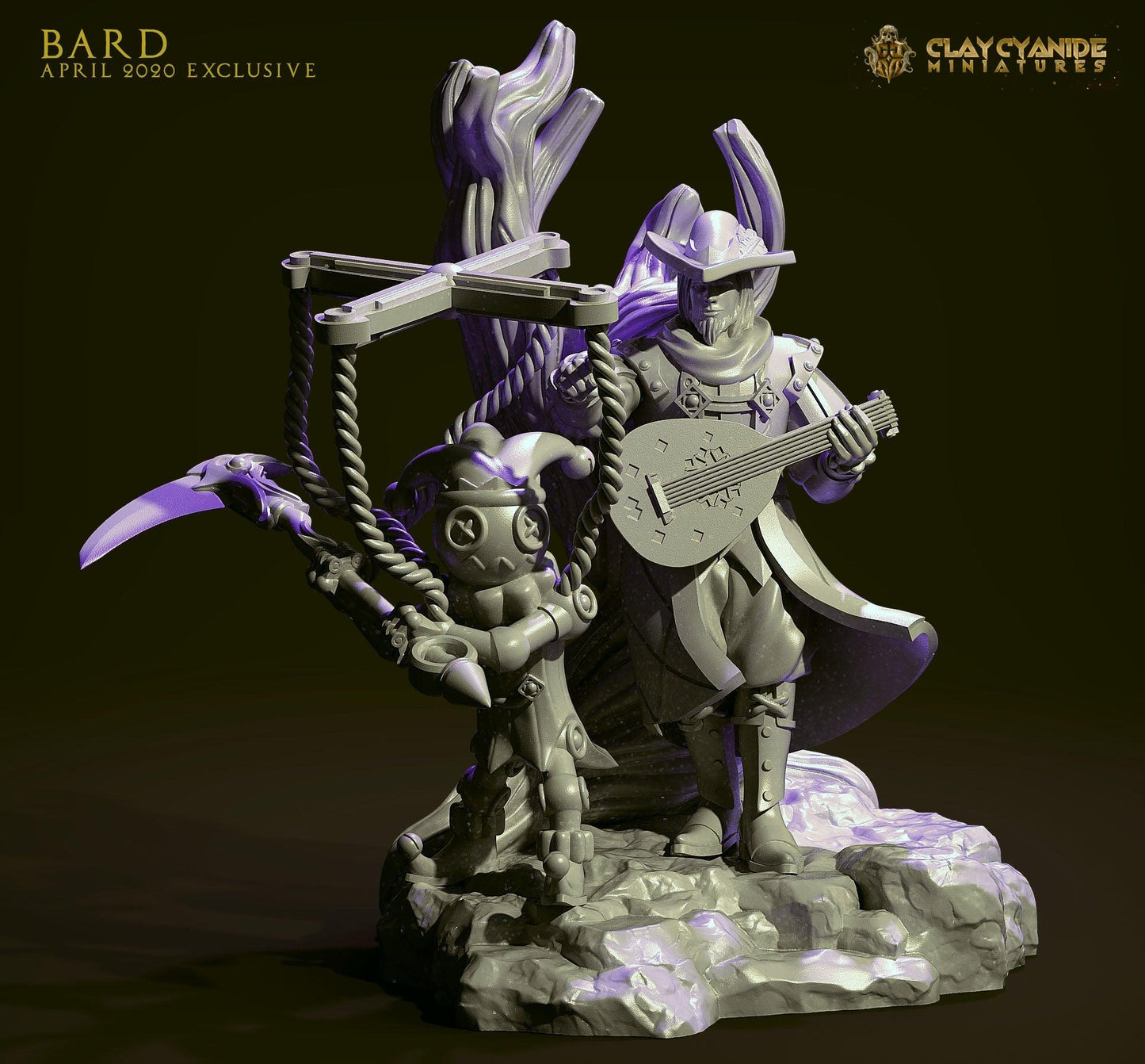 3D Printed Clay Cyanide Bard 28mm-32mm Ragnarok D&D