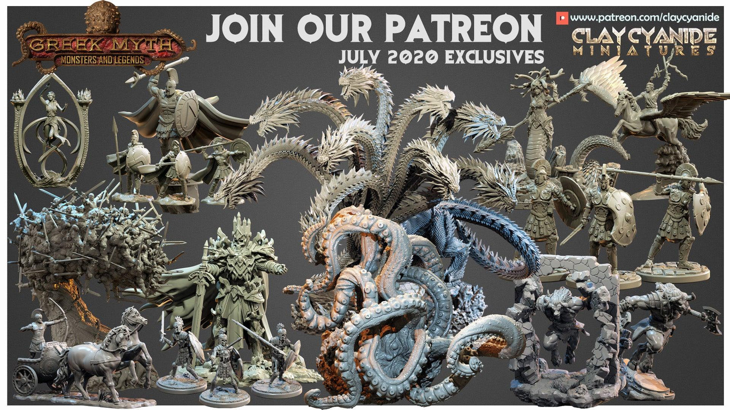 3D Printed Clay Cyanide Skeleton Soldiers Greek Mythology Part 2 28 32 mm D&D