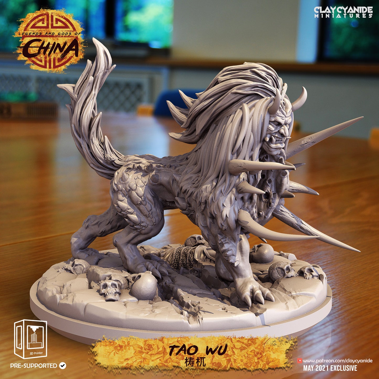 3D Printed Clay Cyanide Tao Wu Legends and Gods Of China 28 32 mm D&D