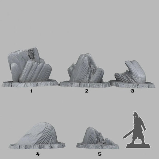 3D Printed Fantastic Plants and Rocks Acid Melted Stones 28mm - 32mm D&D Wargaming