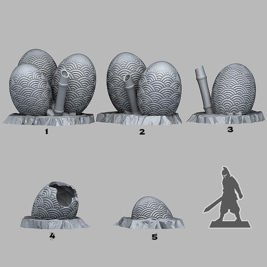 3D Printed Fantastic Plants and Rocks Asian Dragon Eggs 28mm - 32mm D&D Wargaming