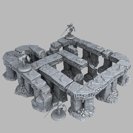 3D Printed Fantastic Plants and Rocks Catacomb Modular Bridges 28mm - 32mm D&D Wargaming