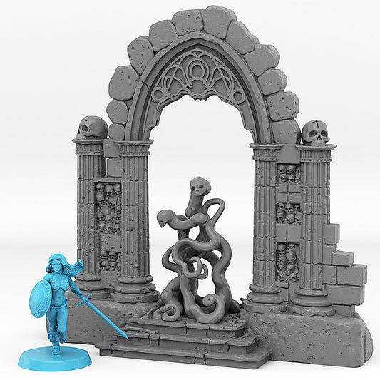 3D Printed Fantastic Plants and Rocks Catacomb Portal With Its Ghost Skulls Effect 28mm - 32mm D&D Wargaming