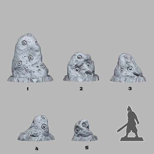 3D Printed Fantastic Plants and Rocks Curious Eyes Stones 28mm - 32mm D&D Wargaming