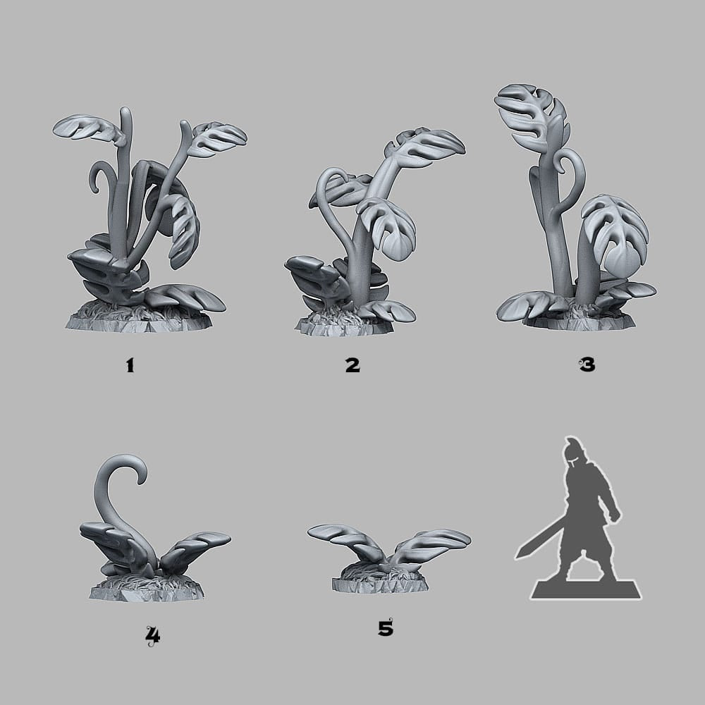 3D Printed Fantastic Plants and Rocks Giant Tropical Plants 28mm - 32mm D&D Wargaming