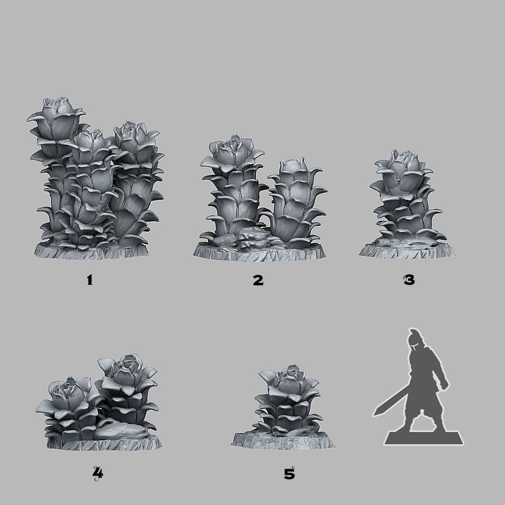 3D Printed Fantastic Plants and Rocks Night Desert Plants 28mm - 32mm D&D Wargaming