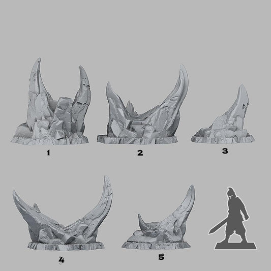 3D Printed Fantastic Plants and Rocks STONES FROM HELL 28mm - 32mm D&D Wargaming