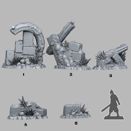 3D Printed Fantastic Plants and Rocks Summer Ruins 28mm - 32mm D&D Wargaming