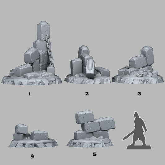 3D Printed Fantastic Plants and Rocks Winter Ruins 28mm - 32mm D&D Wargaming
