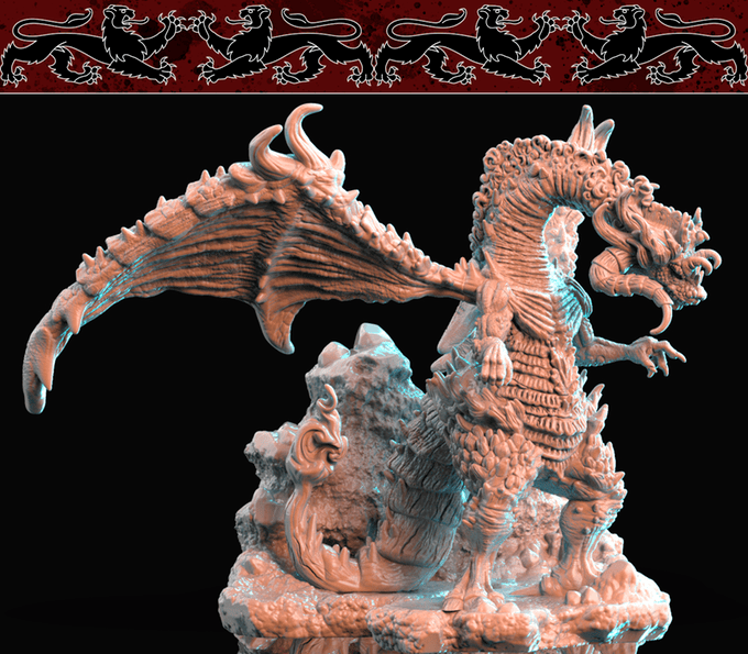 3D Printed Nafarrate Dragon Bestiary Creatures Volume 1 28mm 32mm D&D