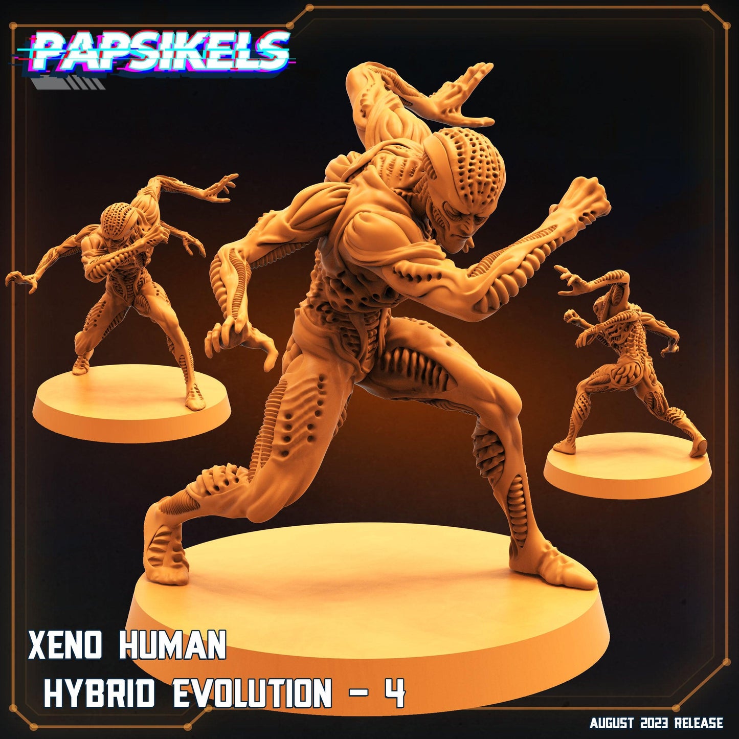 3D Printed Papsikels August 2023 - Xenowars Genesis Xeno Human Hybrid Evolution Set 28mm 32mm