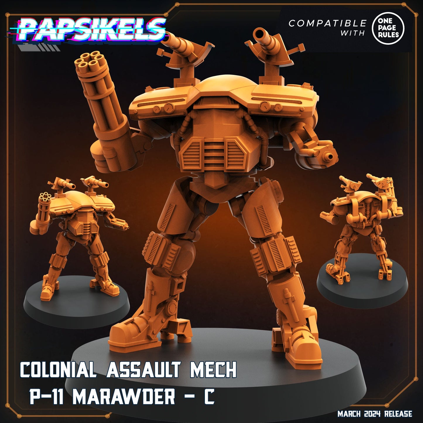 3D Printed Papsikels Colonial Assault Mech P11 Set 28mm 32mm