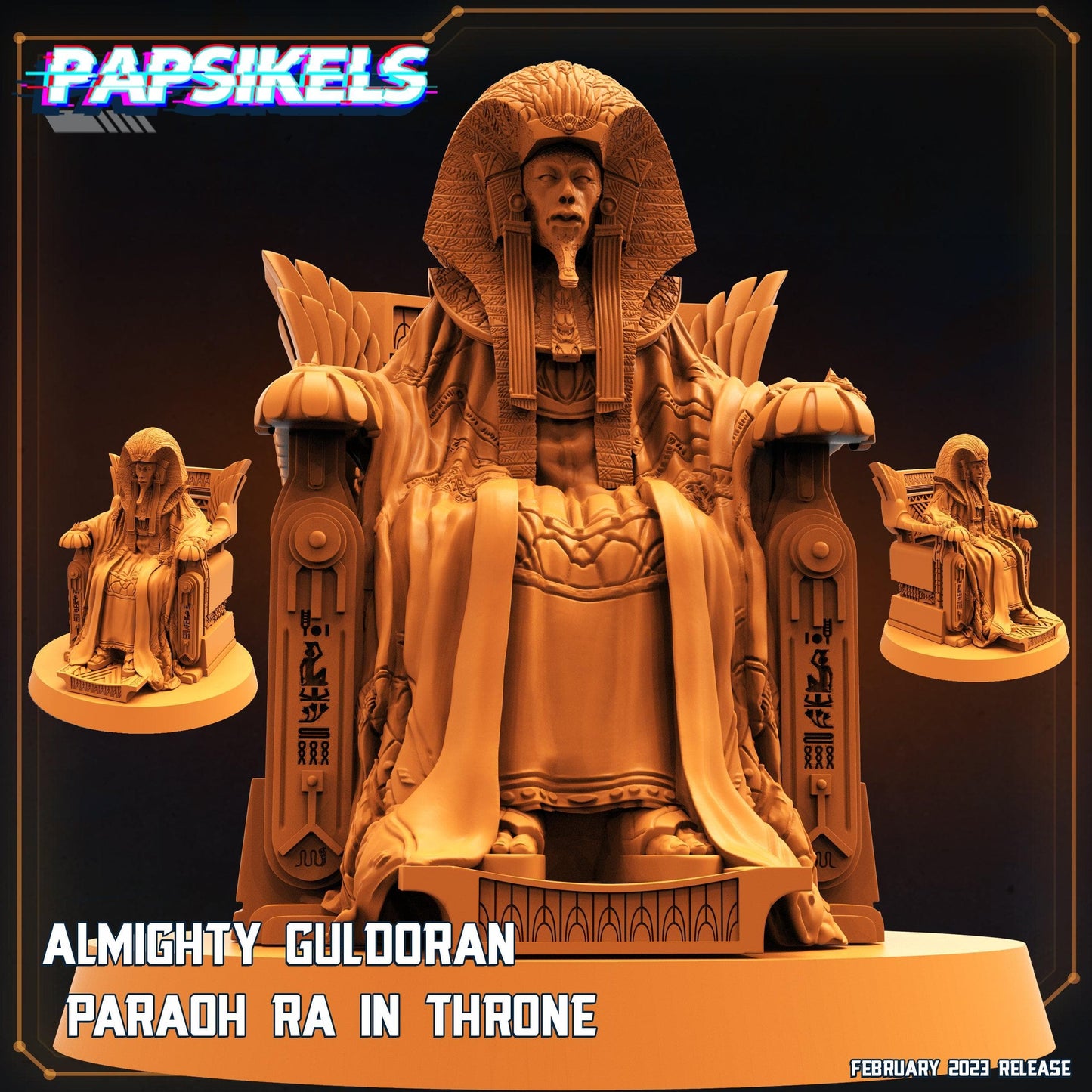 3D Printed Papsikels Cyberpunk Sci-Fi - Almighty Guldoran Paraoh Ra In Throne - 28mm 32mm
