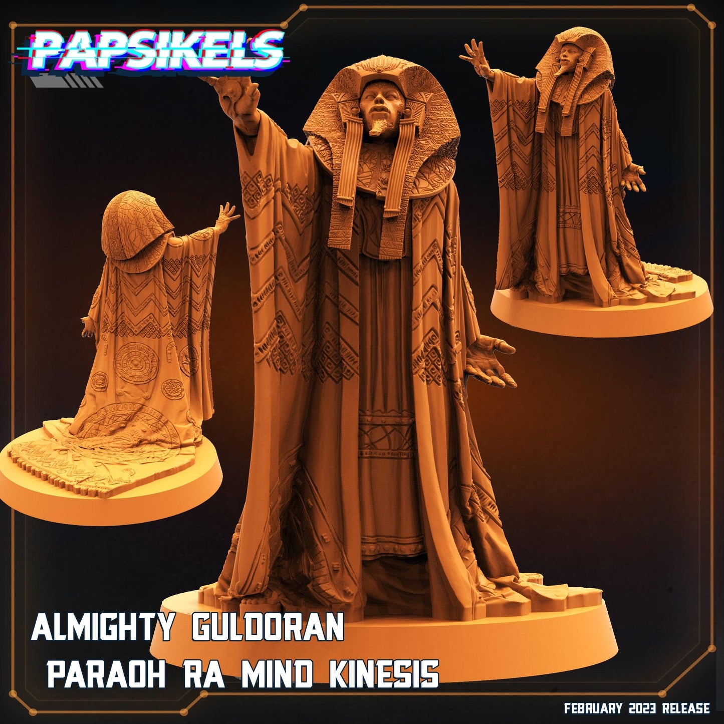 3D Printed Papsikels Cyberpunk Sci-Fi - Almighty Guldoran Paraoh Ra Mind Kinesis - 28mm 32mm