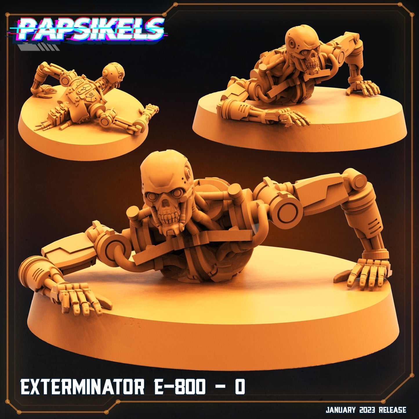 3D Printed Papsikels Cyberpunk Sci-Fi - Exterminator E 800 O - 28mm 32mm