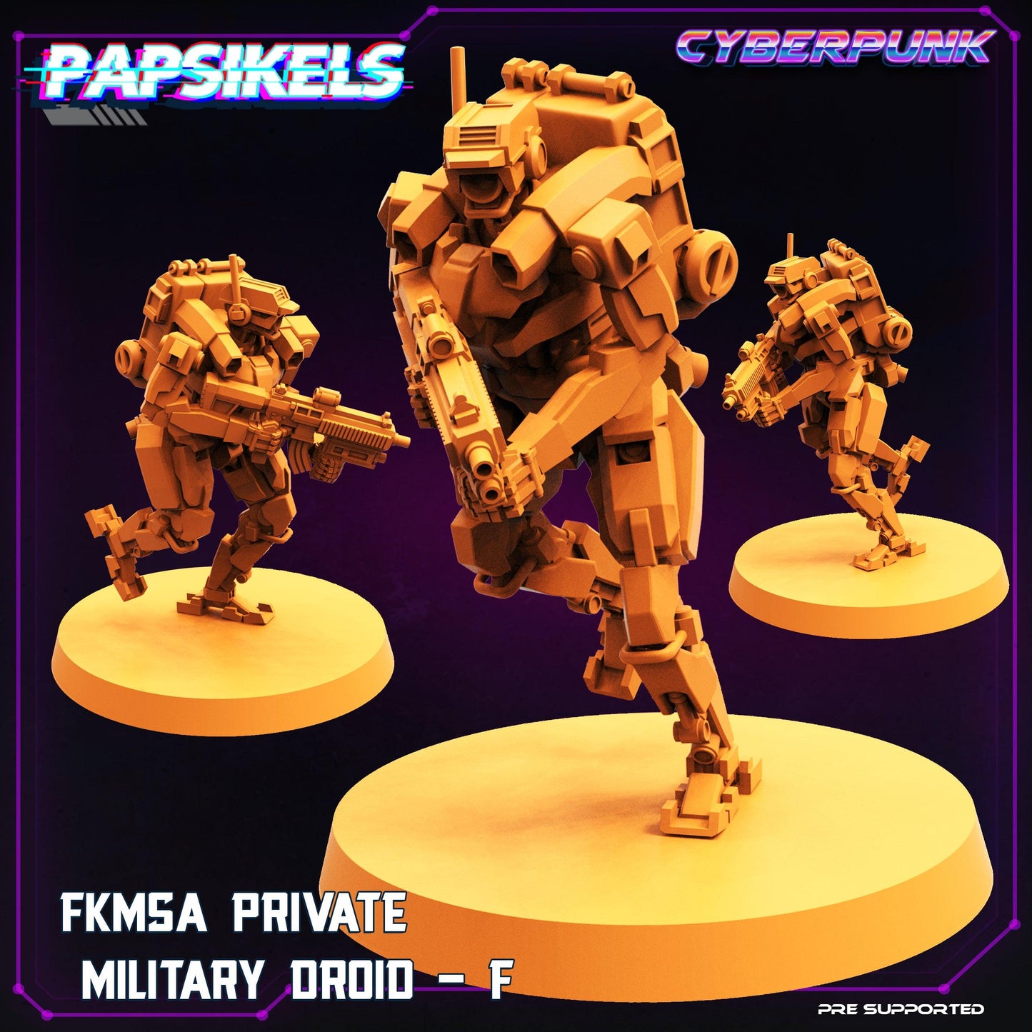 3D Printed Papsikels Cyberpunk Sci-Fi Fkmsa Private Military Droid Set - 28mm 32mm