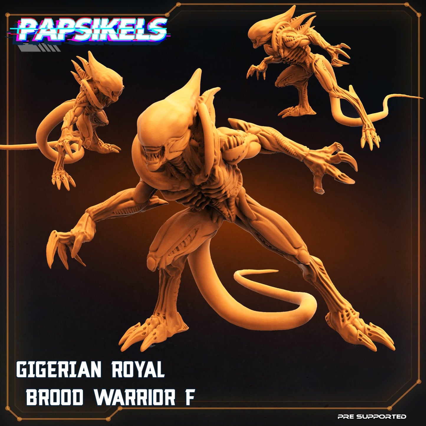 3D Printed Papsikels Cyberpunk Sci-Fi Gigerian Royal Brood Warrior Set - 28mm 32mm