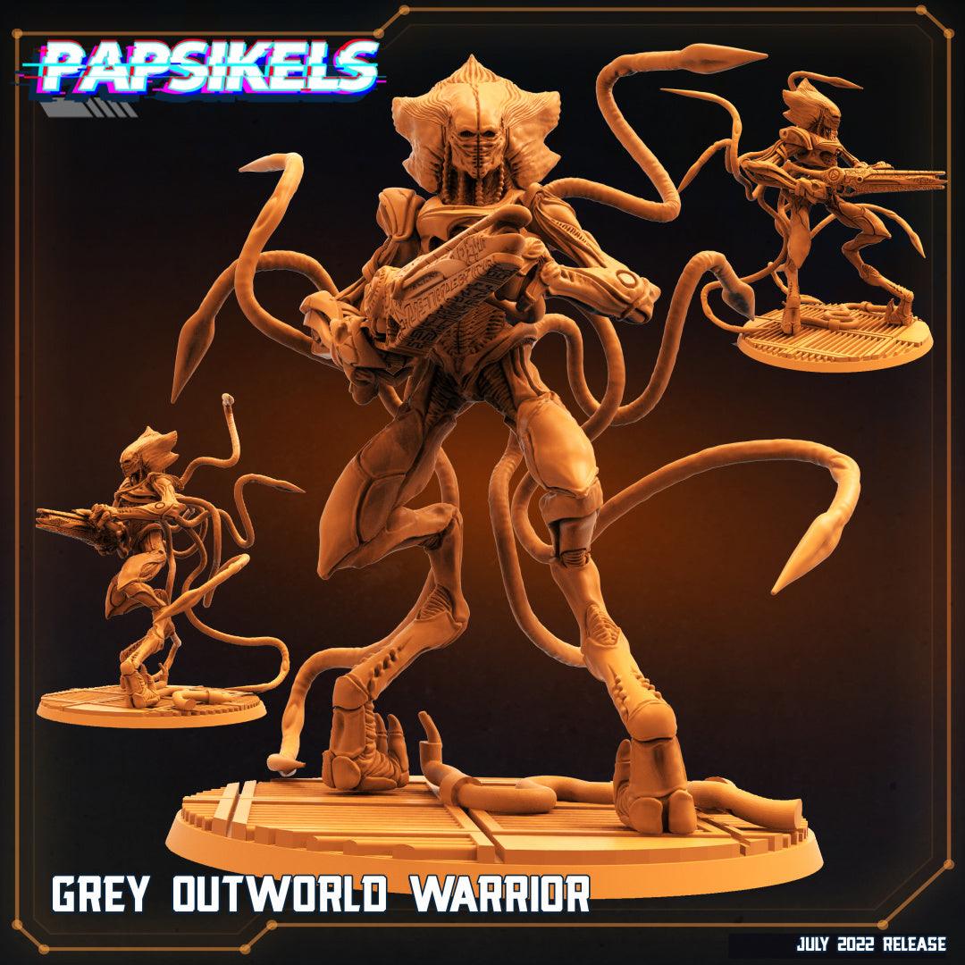 3D Printed Papsikels Cyberpunk Sci-Fi Grey Kind Outworld Invaders Set - 28mm 32mm