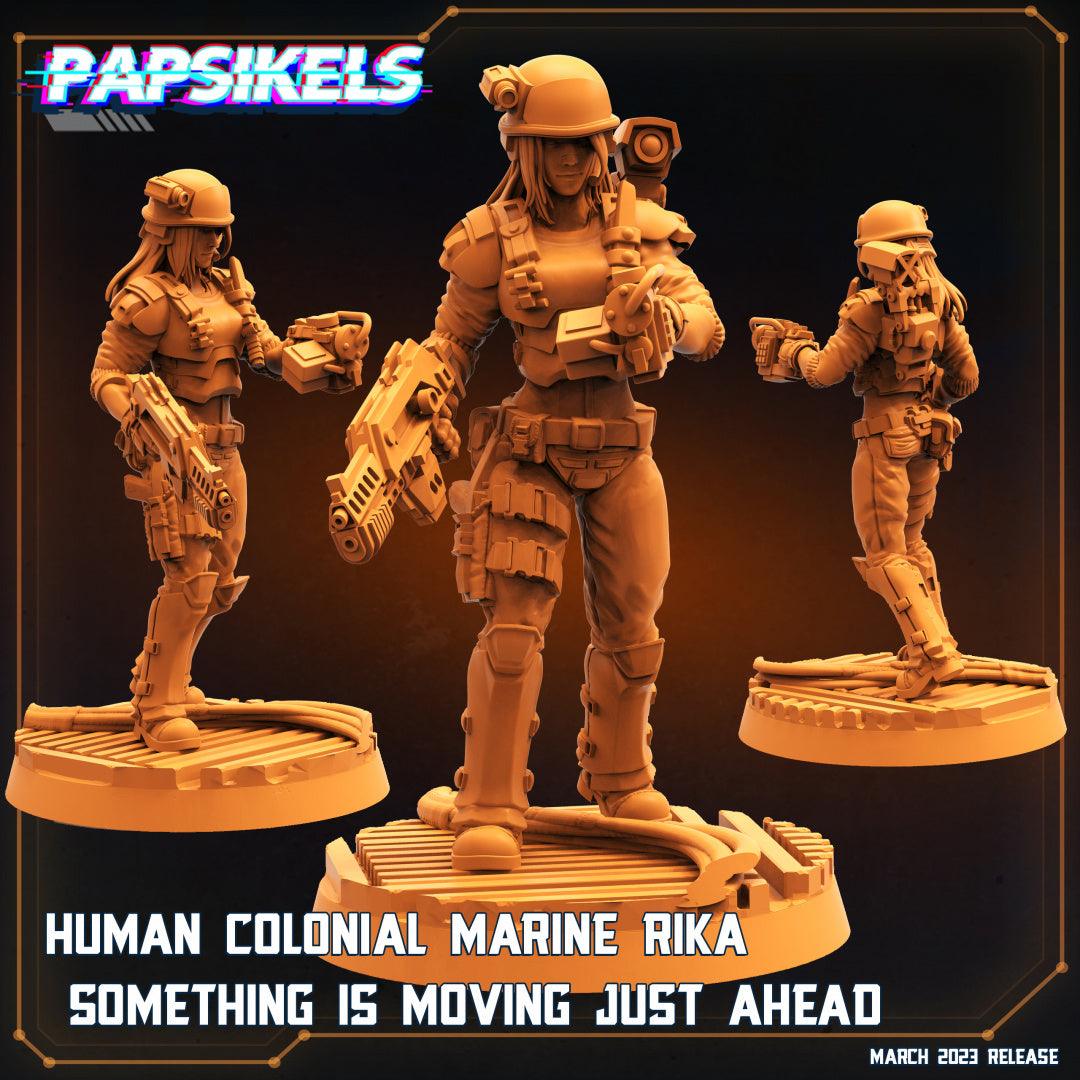 3D Printed Papsikels Cyberpunk Sci-Fi - Human Colonial Marine Rika Something Is Moving Just Ahead - 28mm 32mm