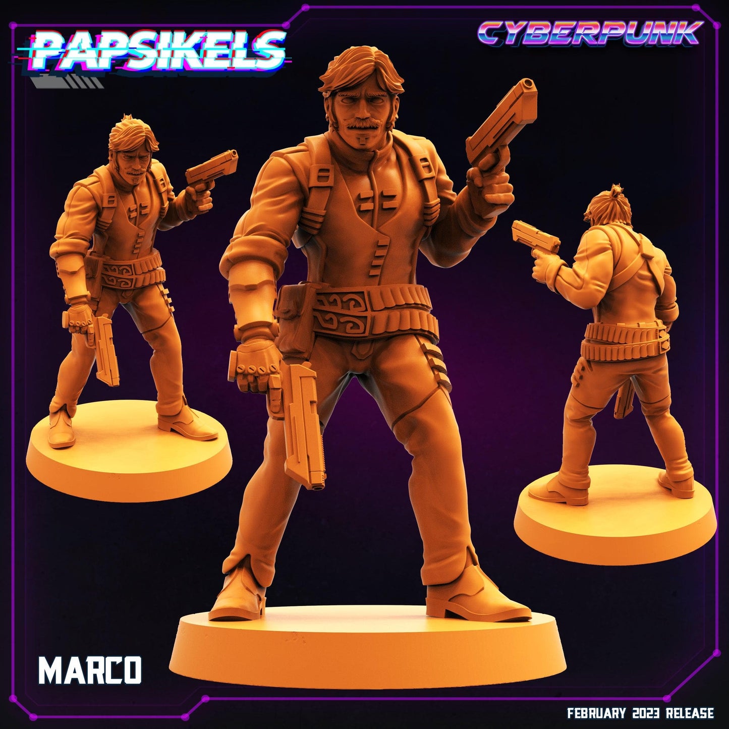 3D Printed Papsikels Cyberpunk Sci-Fi - Marco - 28mm 32mm