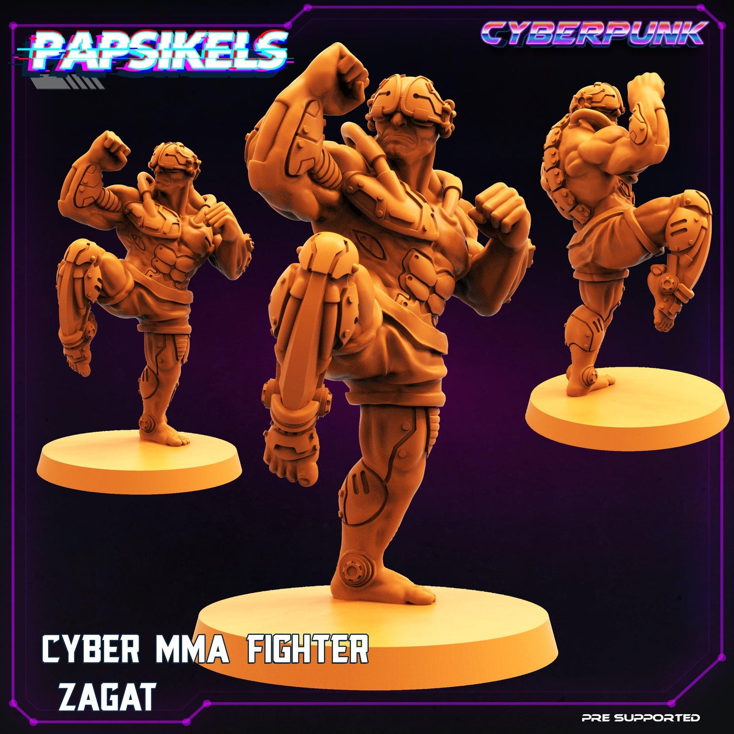 3D Printed Papsikels Cyberpunk Sci-Fi Mma Boxer Fighter Set - 28mm 32mm
