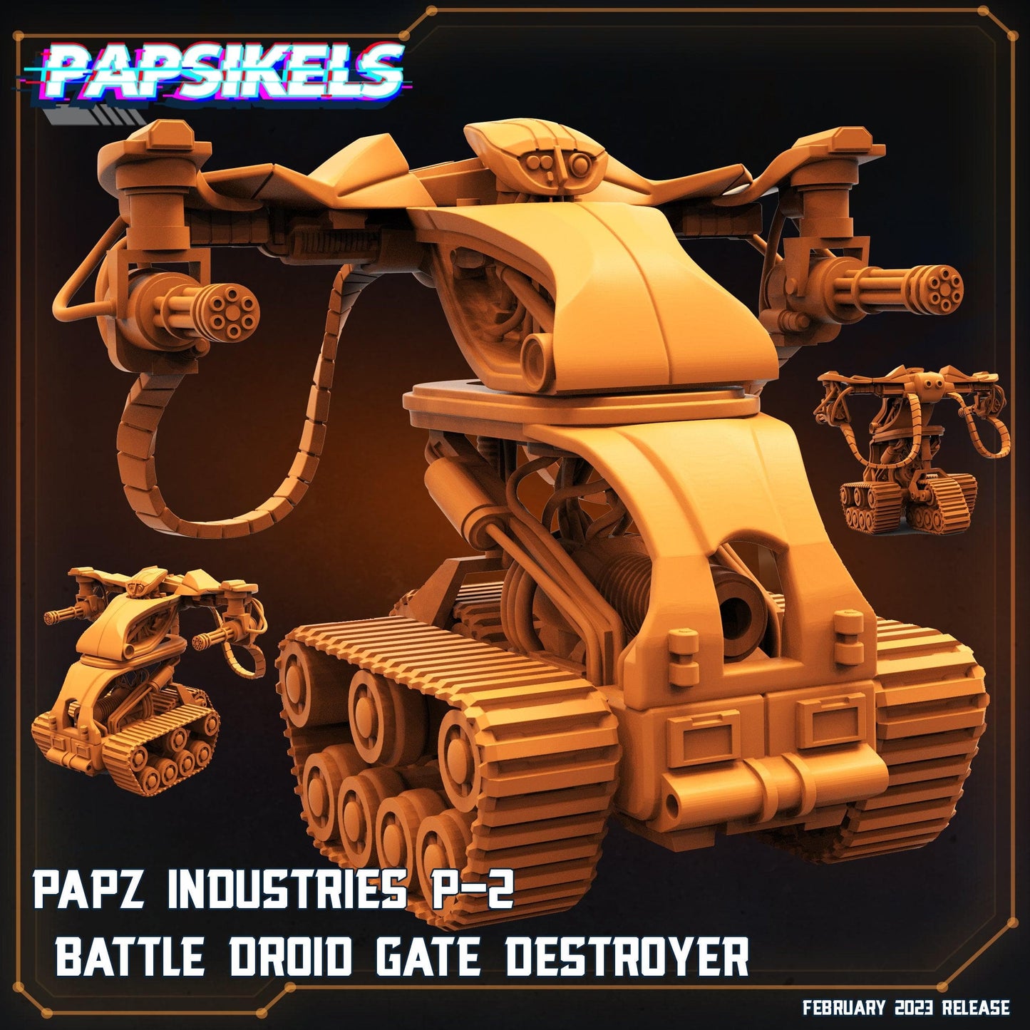 3D Printed Papsikels Cyberpunk Sci-Fi - Papz Industries P1 P2 Battle Droid Gate Destroyer - 28mm 32mm