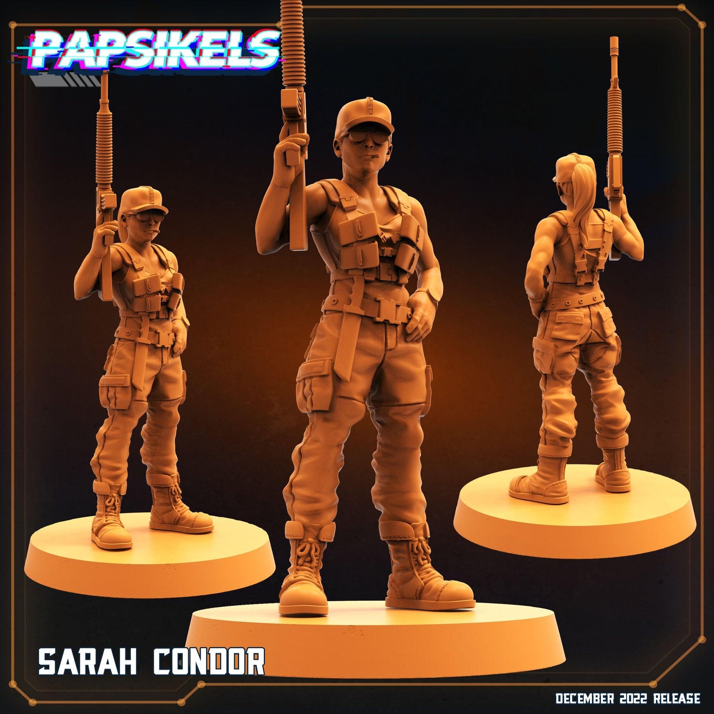 3D Printed Papsikels Cyberpunk Sci-Fi Sarah Condor - 28mm 32mm
