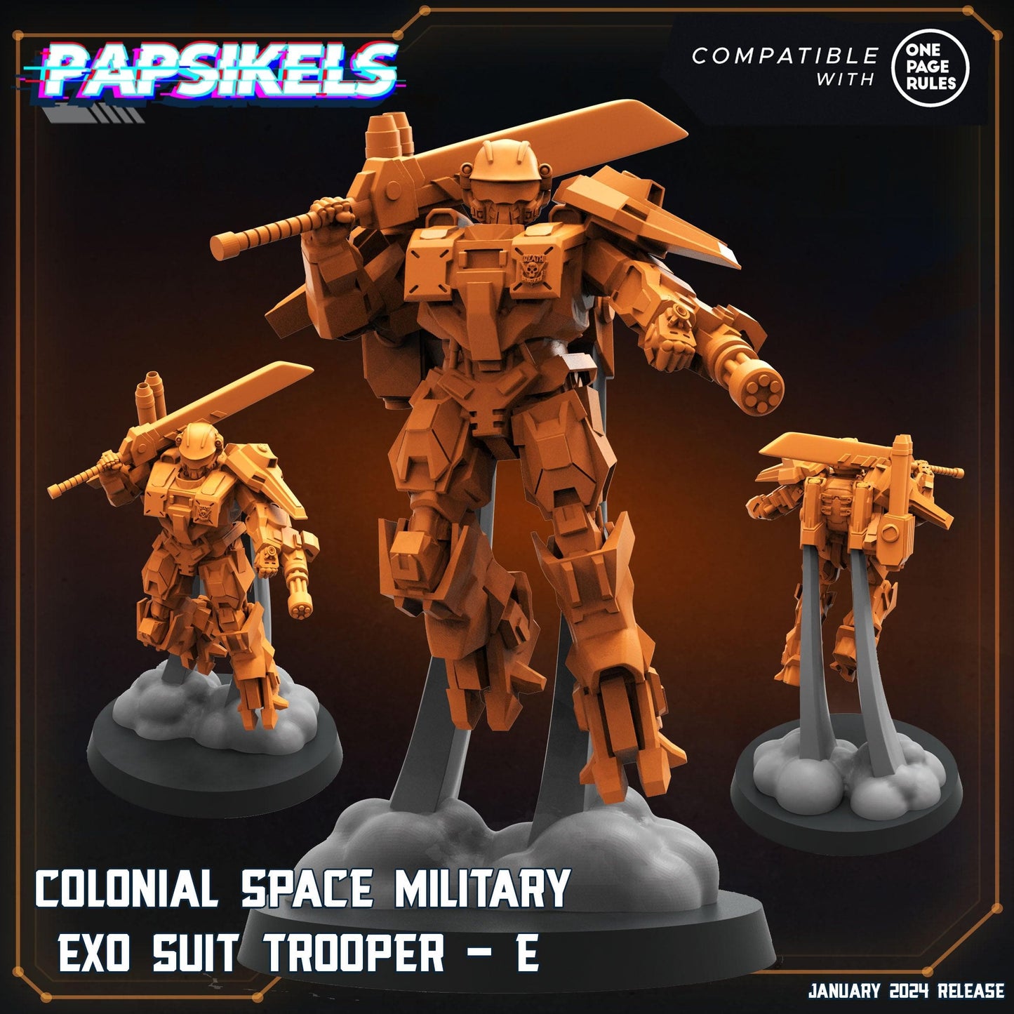 3D Printed Papsikels Human Offence Force Mech Troopers Set Dropship Troopers 28mm 32mm