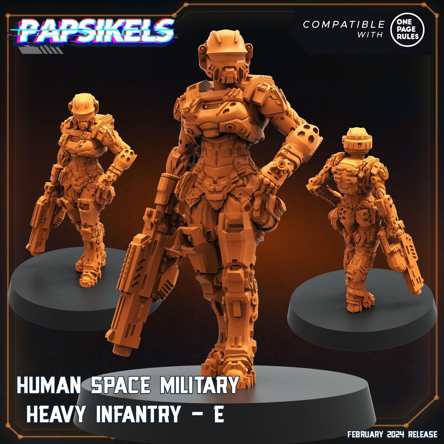 3D Printed Papsikels Human Space Military Heavy Gunners Set 28mm 32mm