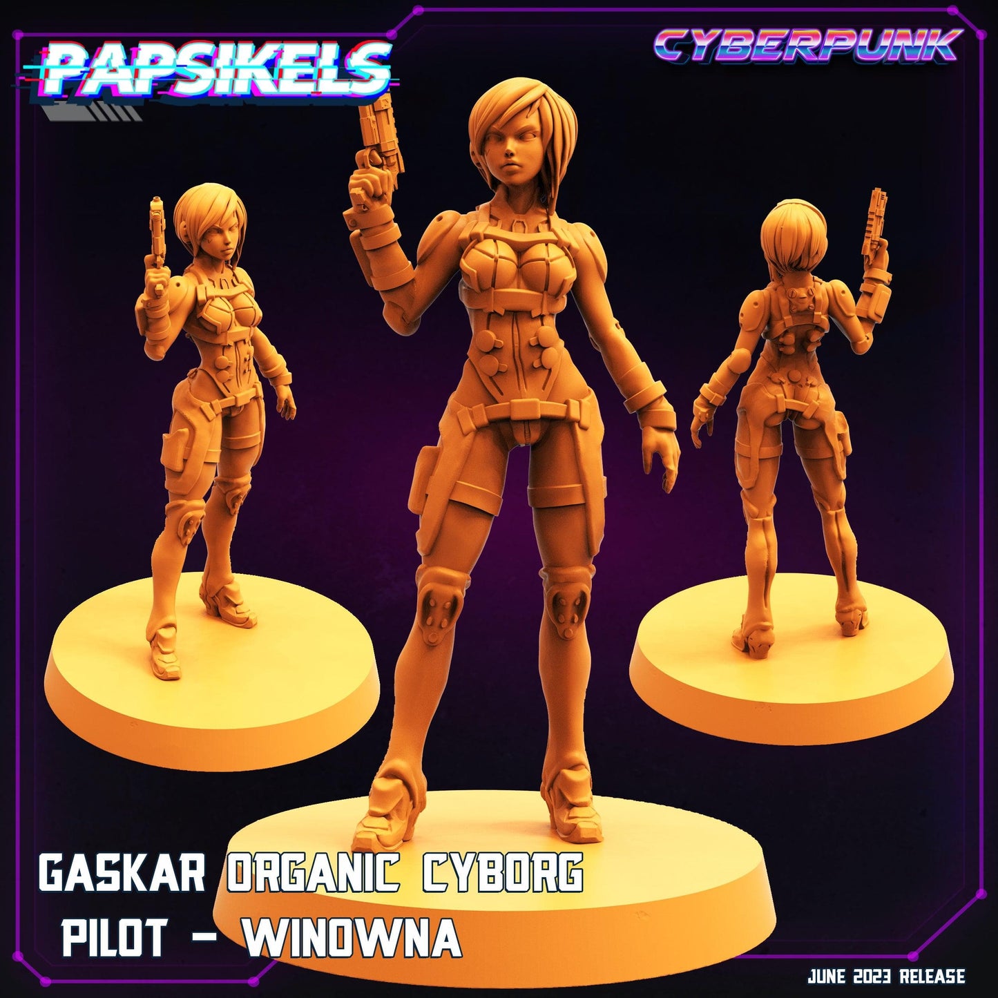 3D Printed Papsikels June 2023 Cyberpunk Gaskar Organic Cyborg Heavy Trooper Set 28mm 32mm