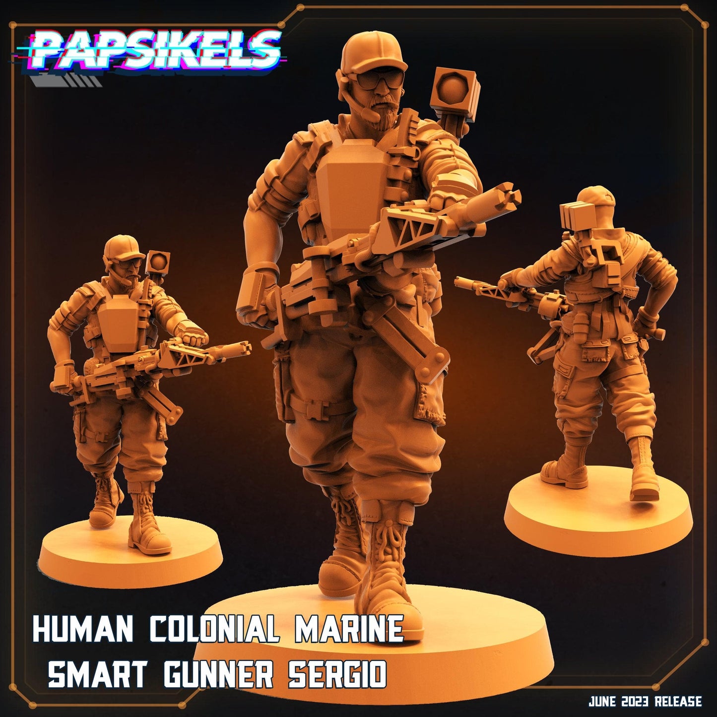 3D Printed Papsikels June 2023 Scifi - Aliens Vs Humans Part 5 Human Colonial Set 28mm 32mm