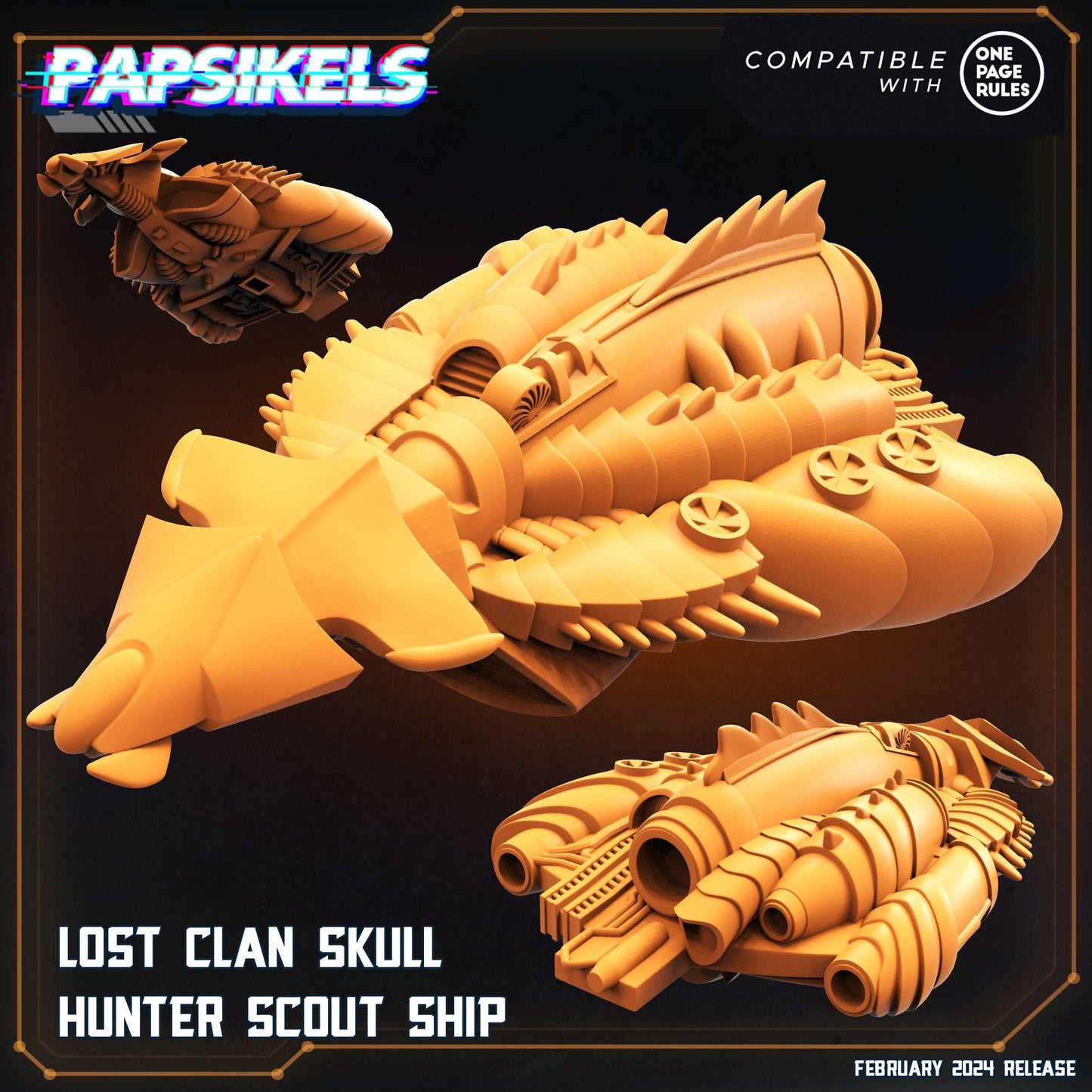 3D Printed Papsikels Lost Clan Skull Hunter Scout Ship 28mm 32mm