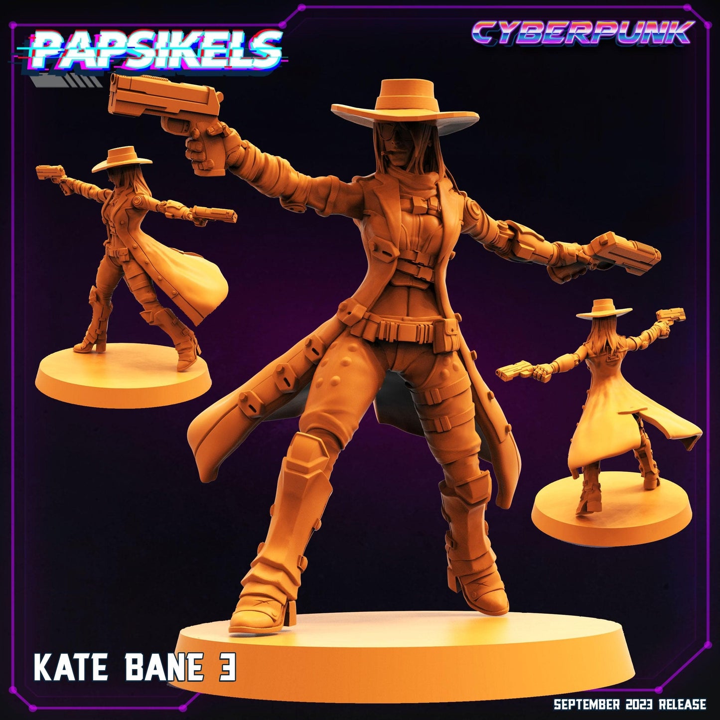 3D Printed Papsikels September 2023 Cyberpunk Kate Bane Set 28mm 32mm