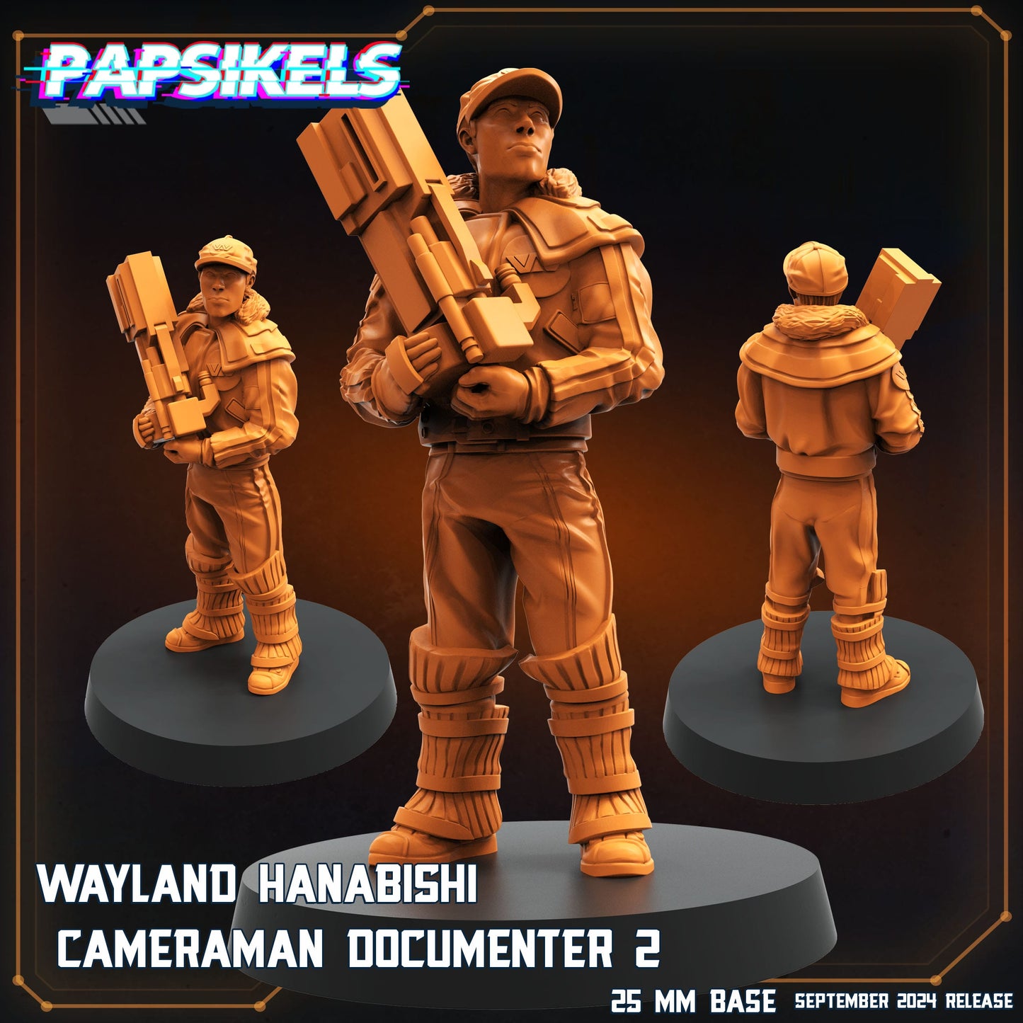 3D Printed Papsikels Wayland Hanabishi Cameraman Documenter Set SEPTEMBER 2024 SCIFI 28mm 32mm