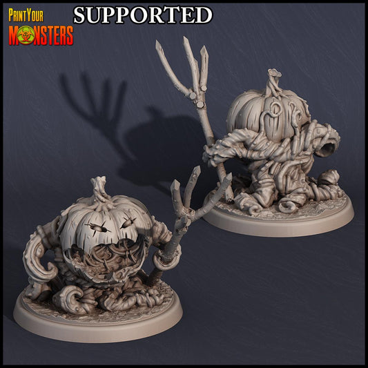 3D Printed Print Your Monsters Small Pumpkin Soldier fork Pumpkins Attack Pack 28mm - 32mm D&D Wargaming