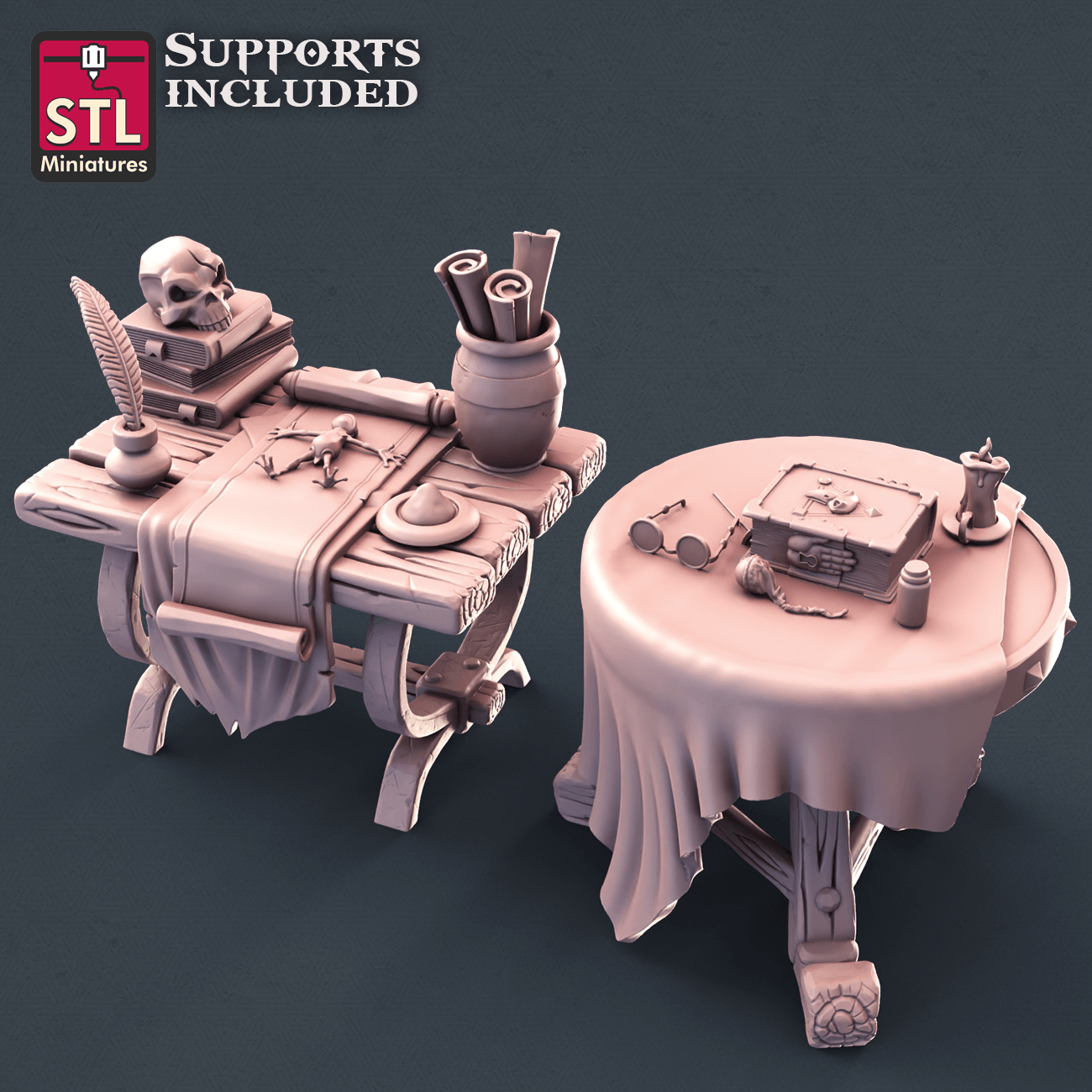3D Printed STL Miniatures Alchemist Set 28mm - 32mm War Gaming D&D