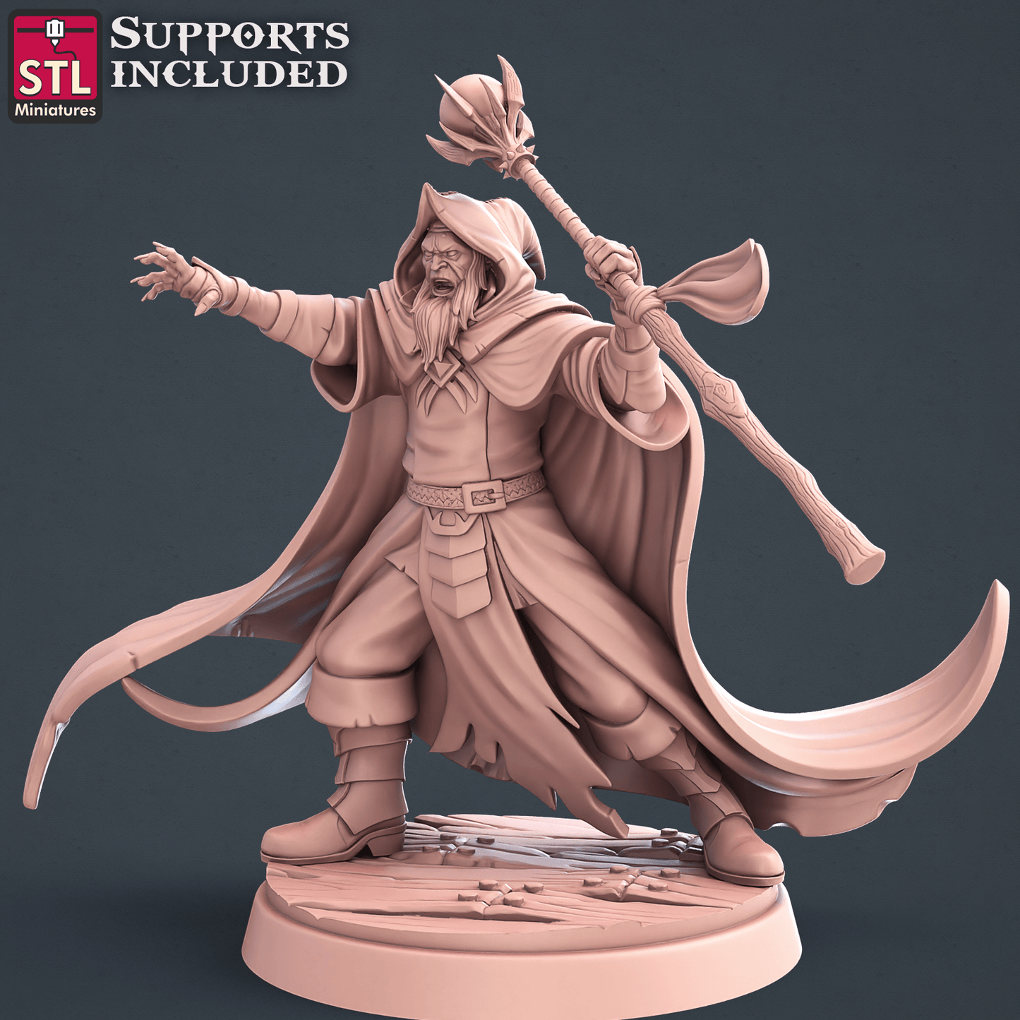 3D Printed STL Miniatures Alguien Dark Wizard 28 - 32mm War Gaming D&D
