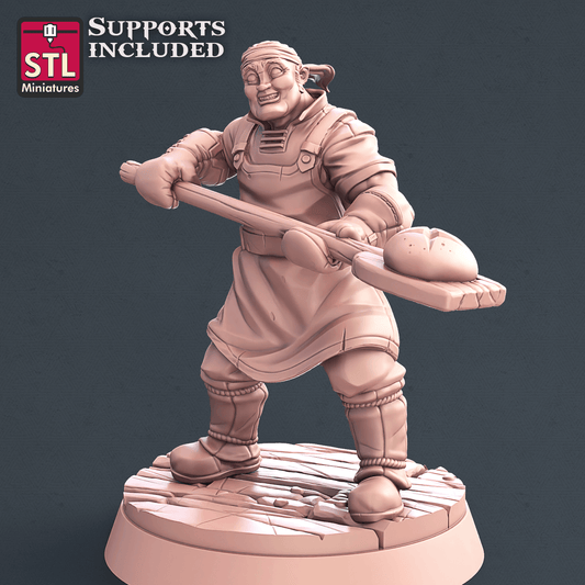 3D Printed STL Miniatures Baker Set 28mm - 32mm War Gaming D&D